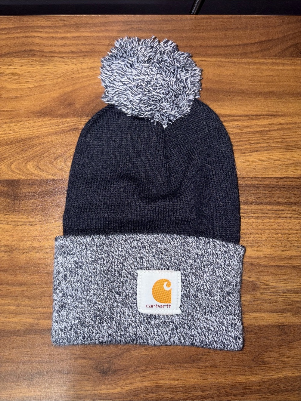 Carhartt Navy & White Pom beanie